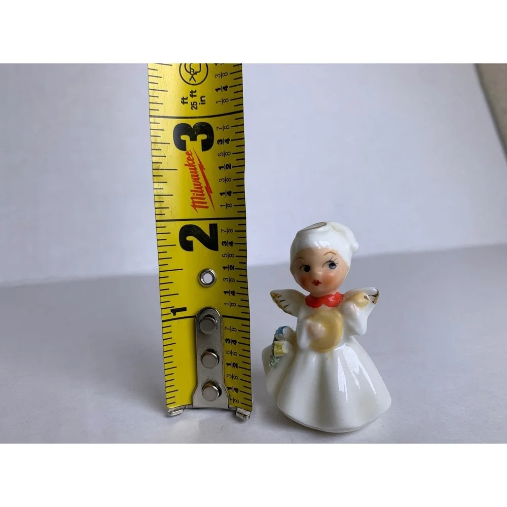 Vintage Miniature Porcelain Angel Figurine Gold Trim Hand Painted Mid-Century‎